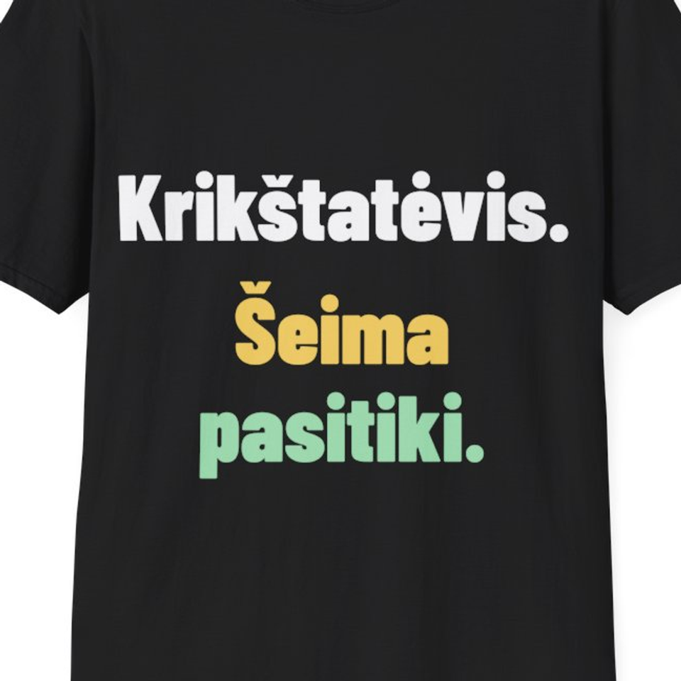 Krikštatėvis. Šeima pasitiki. — Marškinėliai, artimas spaudos vaizdas