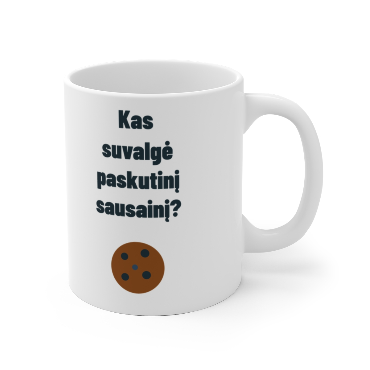 Kas suvalgė paskutinį sausainį? — Puodelis, artimas spaudos vaizdas