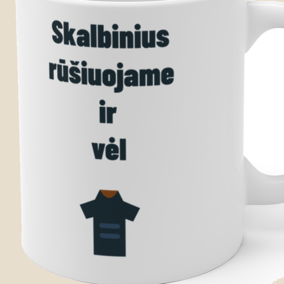 Skalbinius rūšiuojame ir vėl — Puodelis, artimas spaudos vaizdas