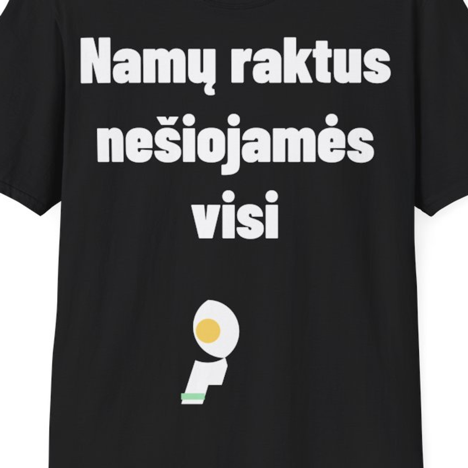 Namų raktus nešiojamės visi — Marškinėliai, artimas spaudos vaizdas