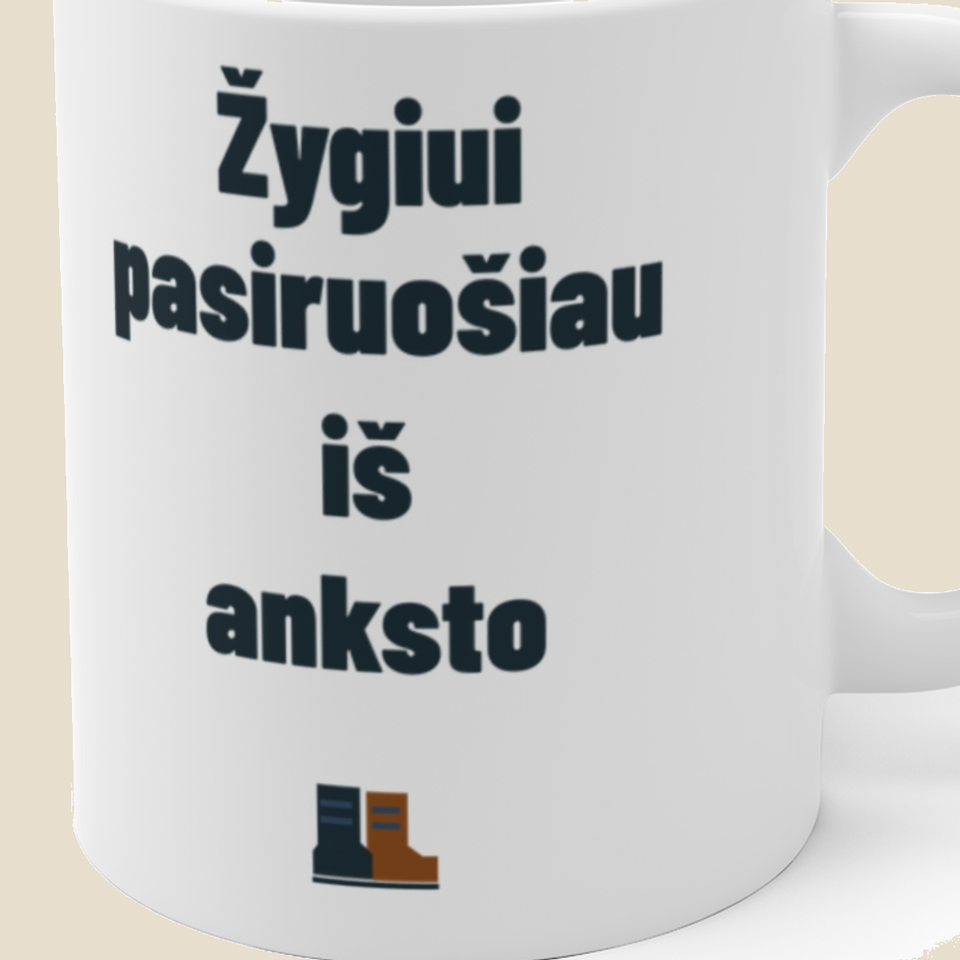 Žygiui pasiruošiau iš anksto — Puodelis, artimas spaudos vaizdas