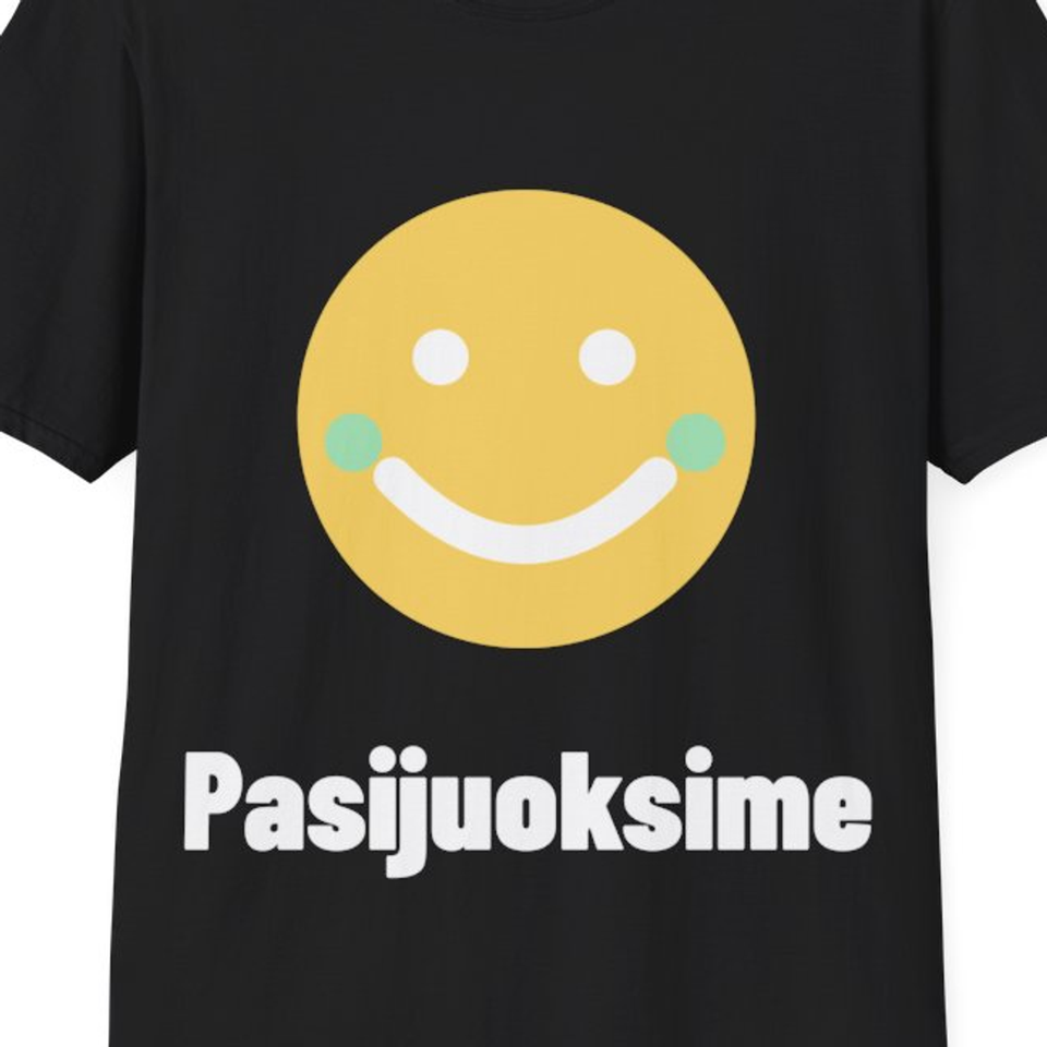 Pasijuoksime — Marškinėliai, artimas spaudos vaizdas