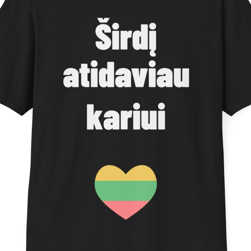 Širdį atidaviau kariui — Marškinėliai, artimas spaudos vaizdas