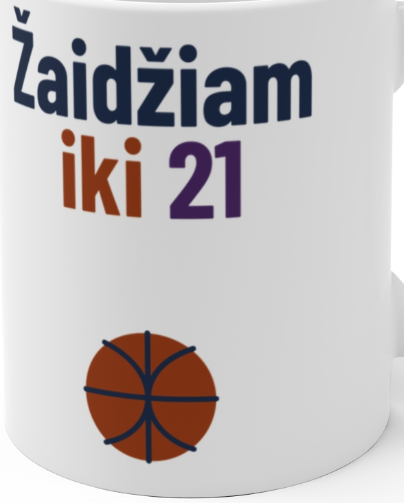 Žaidžiam iki 21 – Puodelis, artimas spaudos vaizdas