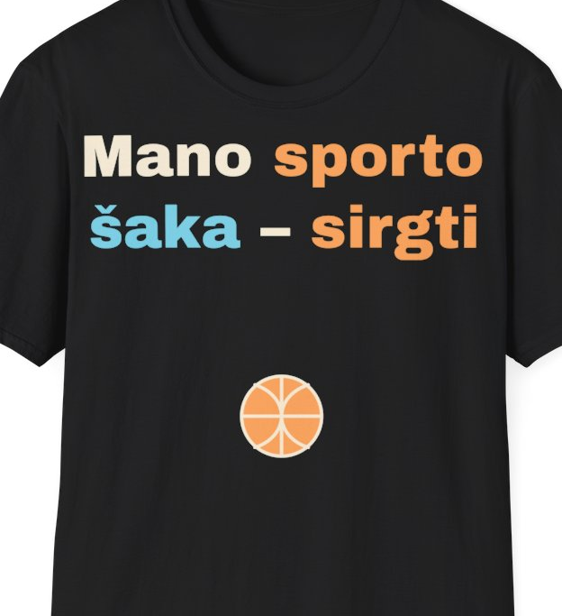 Mano sporto šaka – sirgti – Marškinėliai, artimas spaudos vaizdas