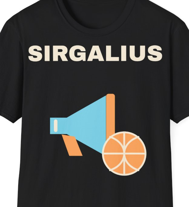 SIRGALIUS – Marškinėliai, artimas spaudos vaizdas