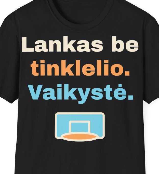 Lankas be tinklelio. Vaikystė. – Marškinėliai, artimas spaudos vaizdas