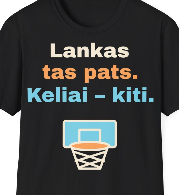 Lankas tas pats. Keliai – kiti. – Marškinėliai, artimas spaudos vaizdas