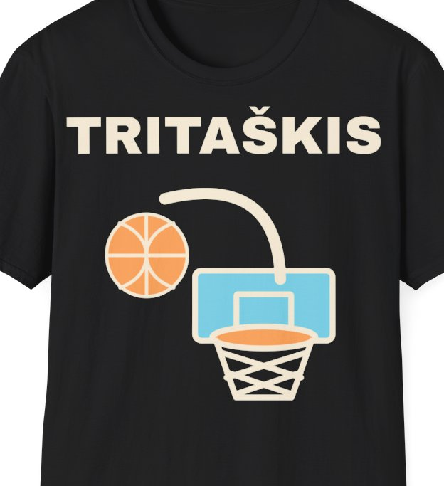TRITAŠKIS – Marškinėliai, artimas spaudos vaizdas
