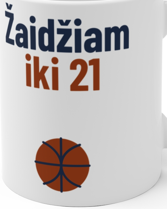 Žaidžiam iki 21 – Puodelis, artimas spaudos vaizdas
