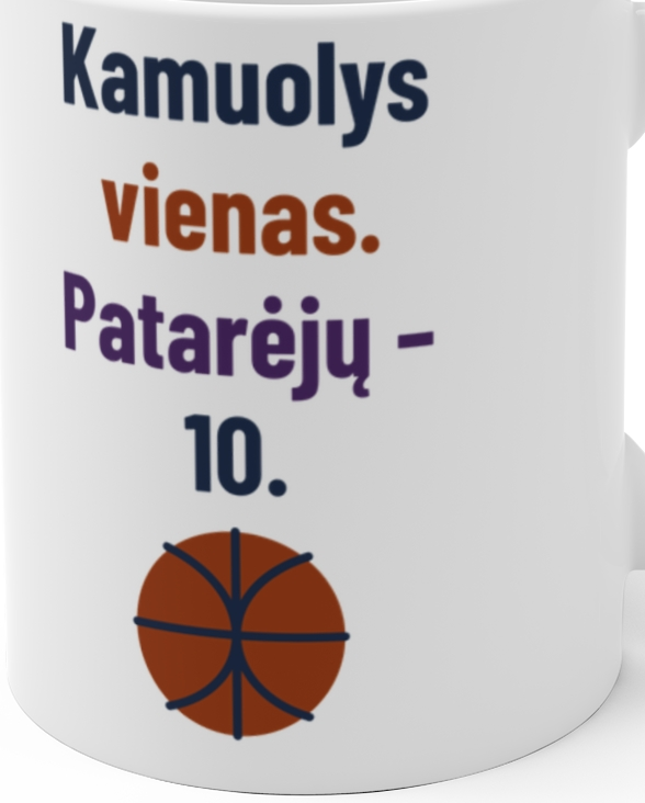 Kamuolys vienas. Patarėjų – 10. – Puodelis, artimas spaudos vaizdas