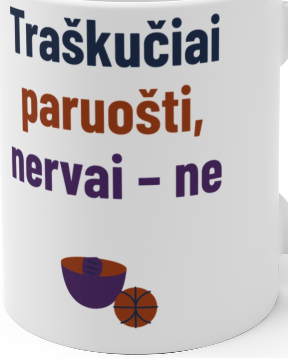 Traškučiai paruošti, nervai – ne – Puodelis, artimas spaudos vaizdas