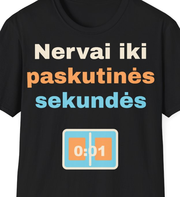 Nervai iki paskutinės sekundės – Marškinėliai, artimas spaudos vaizdas