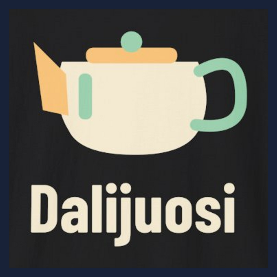 Dalijuosi · Marškinėliai · Užrašo stambus planas