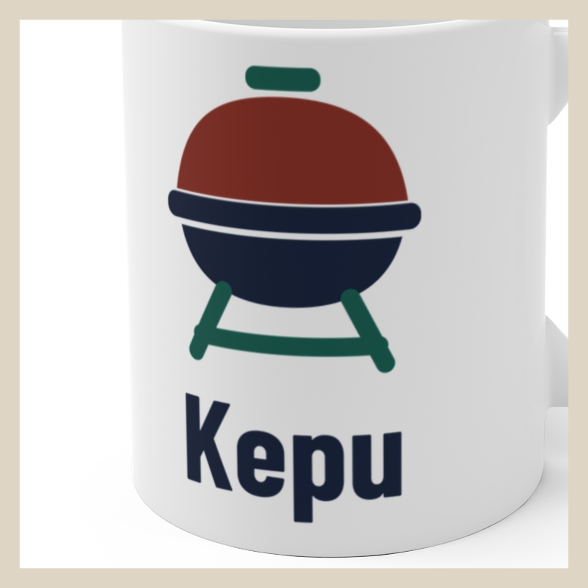 Kepu · Puodelis · Užrašo stambus planas
