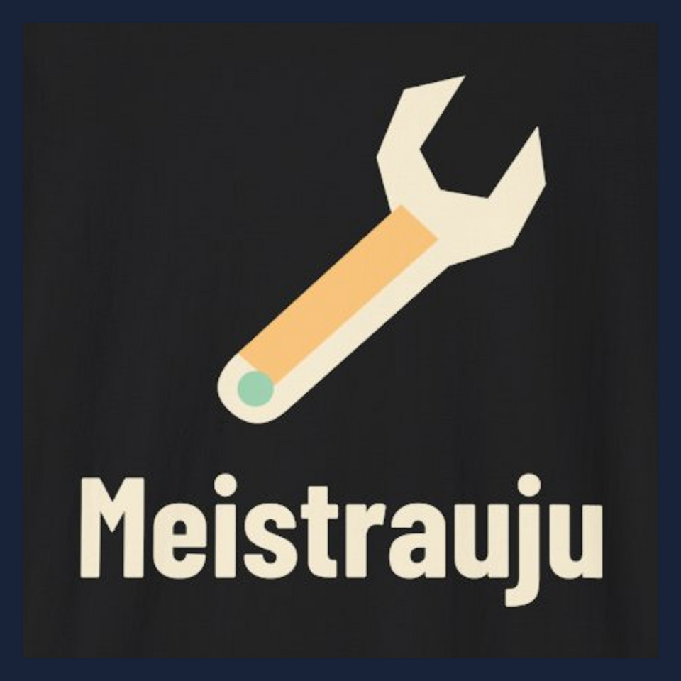 Meistrauju · Marškinėliai · Užrašo stambus planas