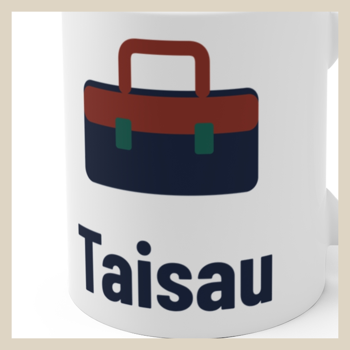 Taisau · Puodelis · Užrašo stambus planas