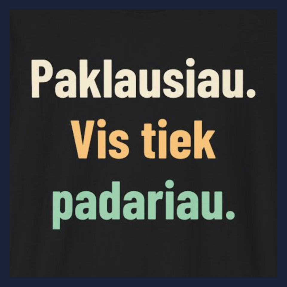 Paklausiau. Vis tiek padariau. · Marškinėliai · D3 dizaino stambus planas