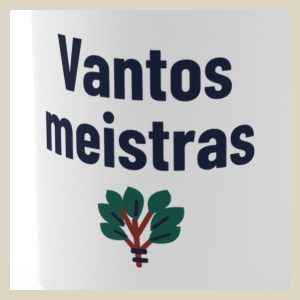 Vantos meistras · Puodelis · Užrašo stambus planas