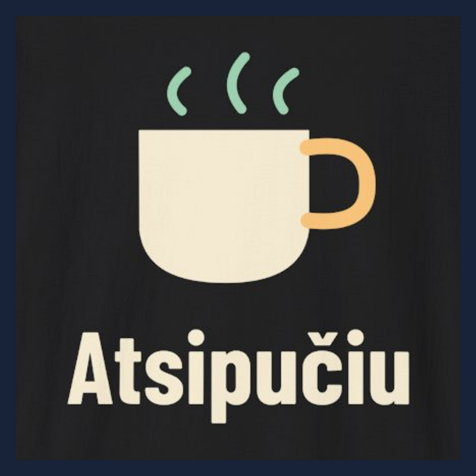 Atsipučiu · Marškinėliai · Užrašo stambus planas