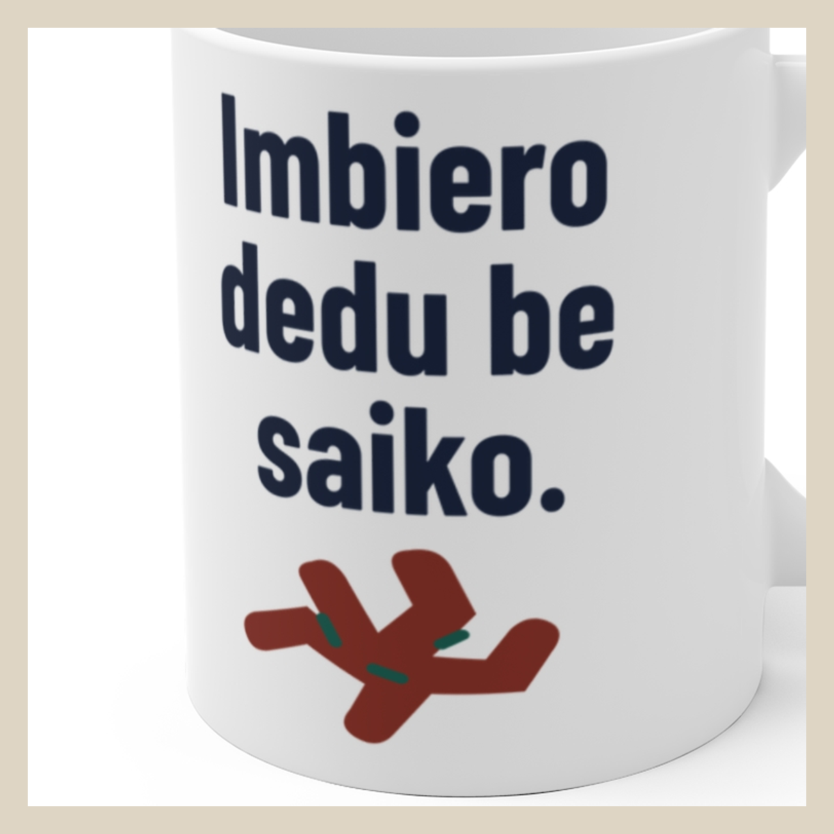 Imbiero dedu be saiko. · Puodelis · Užrašo stambus planas