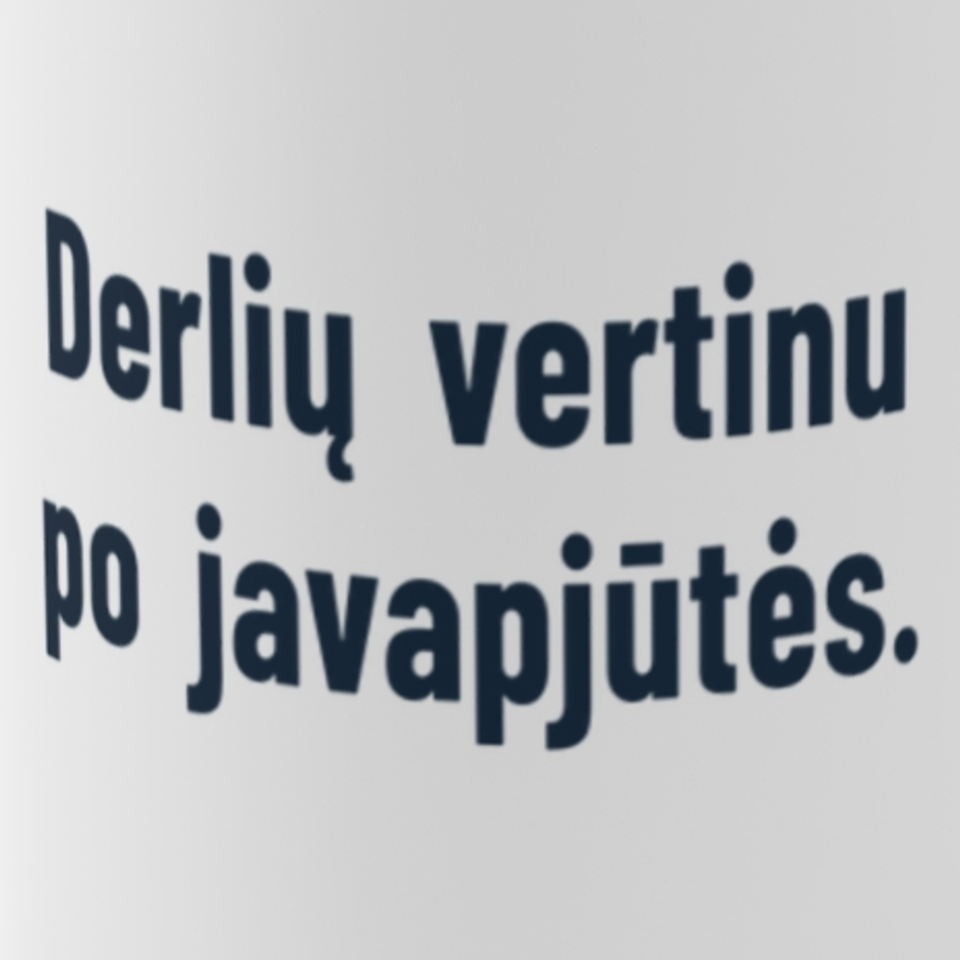 Derlių vertinu po javapjūtės. – Puodelis, spaudos detalė