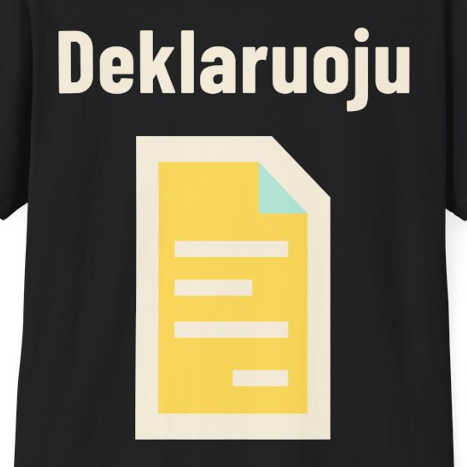 Deklaruoju – Marškinėliai, spaudos detalė