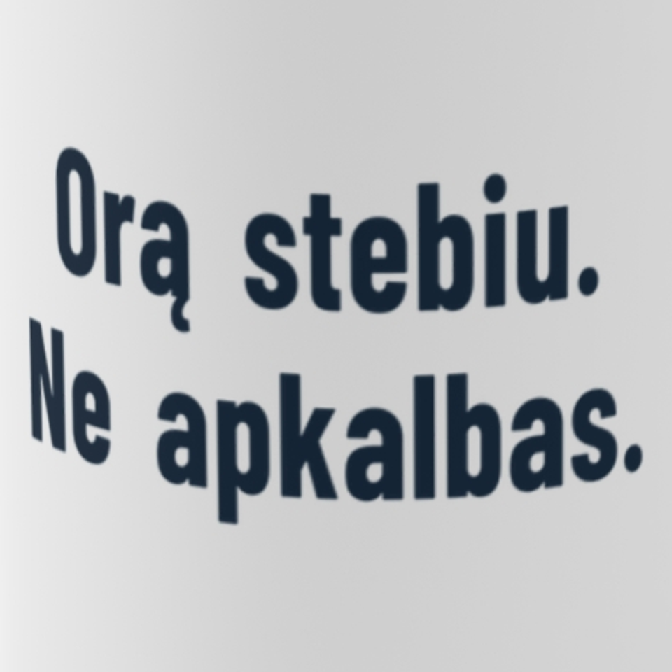 Orą stebiu. Ne apkalbas. – Puodelis, spaudos detalė