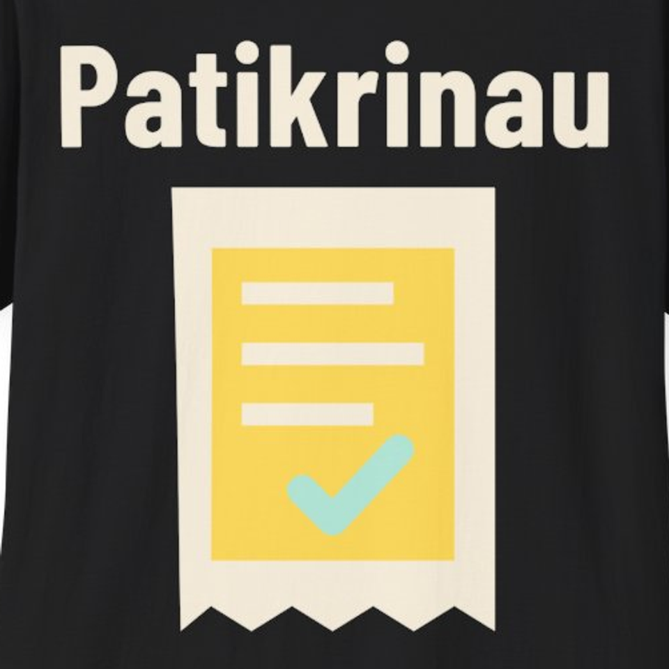 Patikrinau – Marškinėliai, spaudos detalė