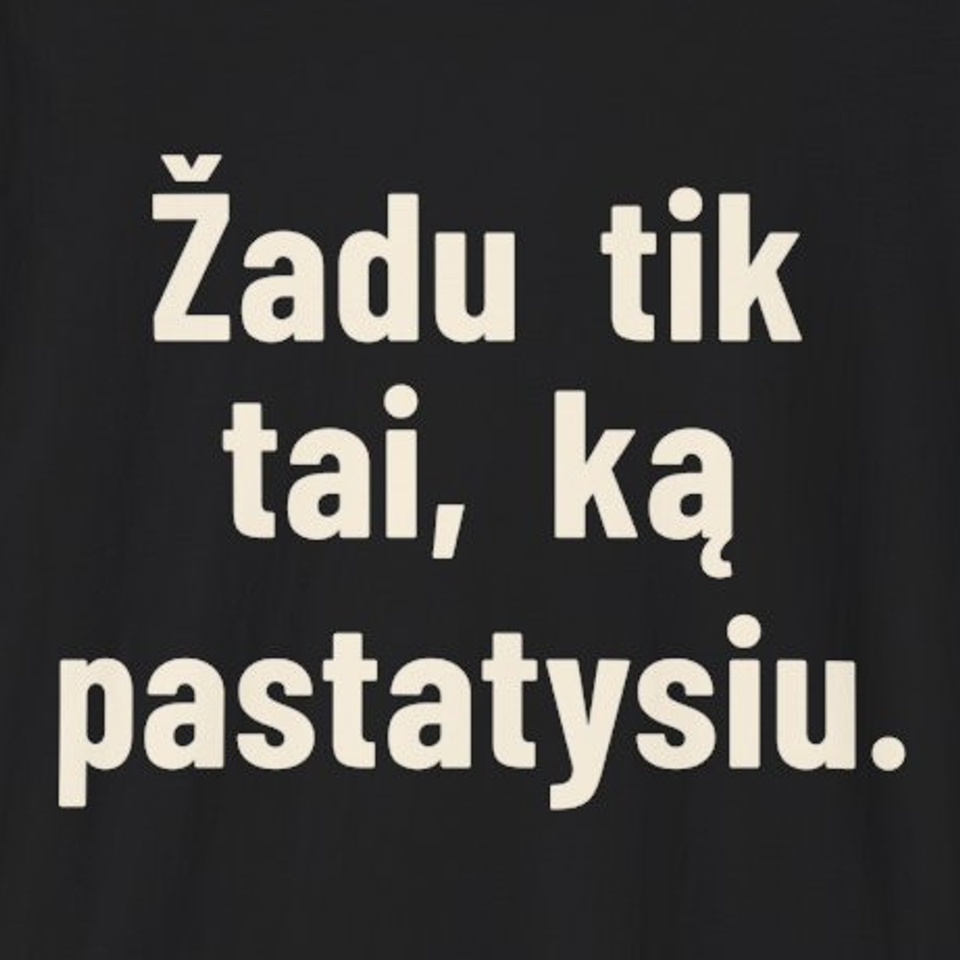 Žadu tik tai, ką pastatysiu. – Marškinėliai, spaudos detalė