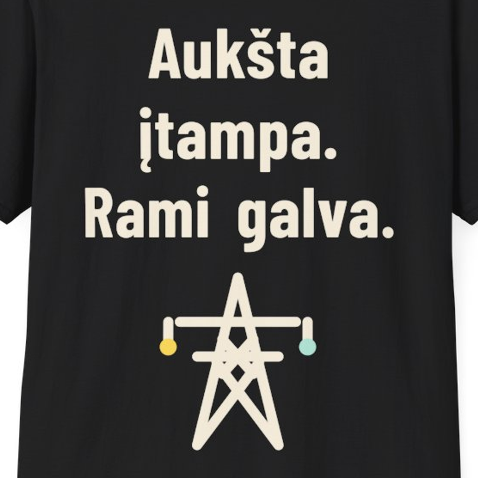 Aukšta įtampa. Rami galva. – Marškinėliai, spaudos detalė