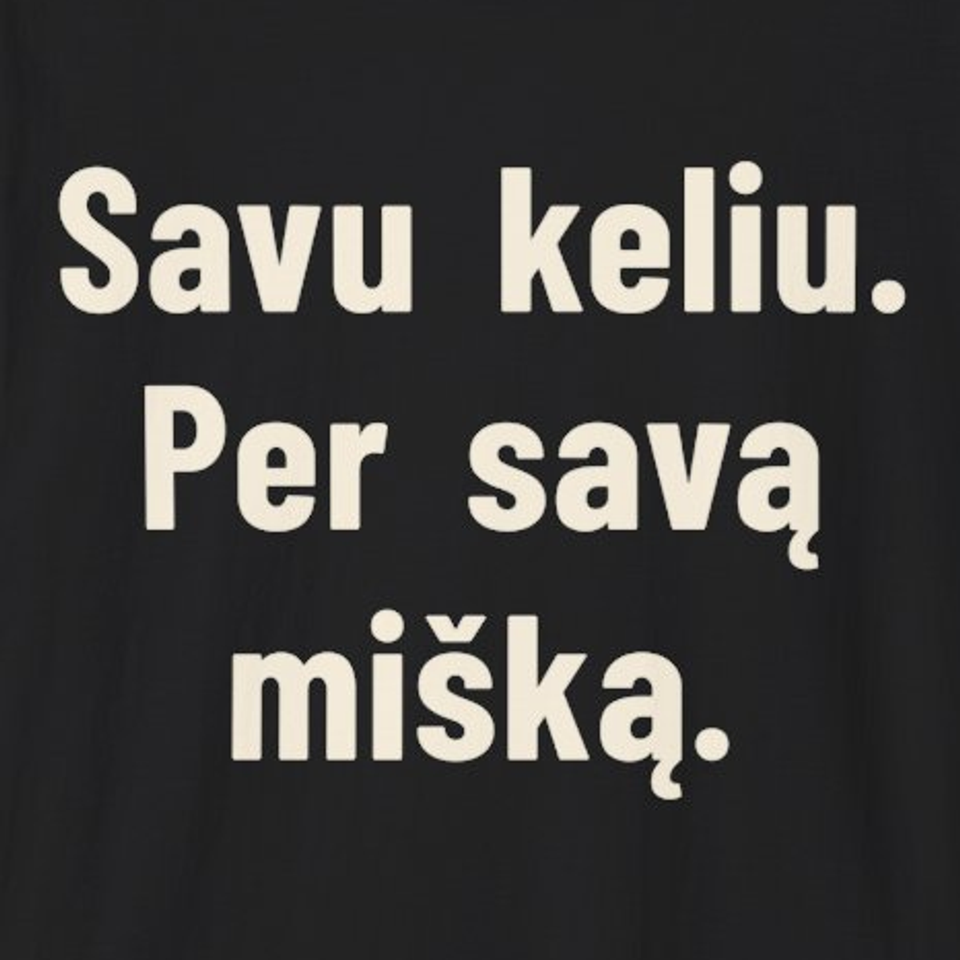 Savu keliu. Per savą mišką. – Marškinėliai, spaudos detalė