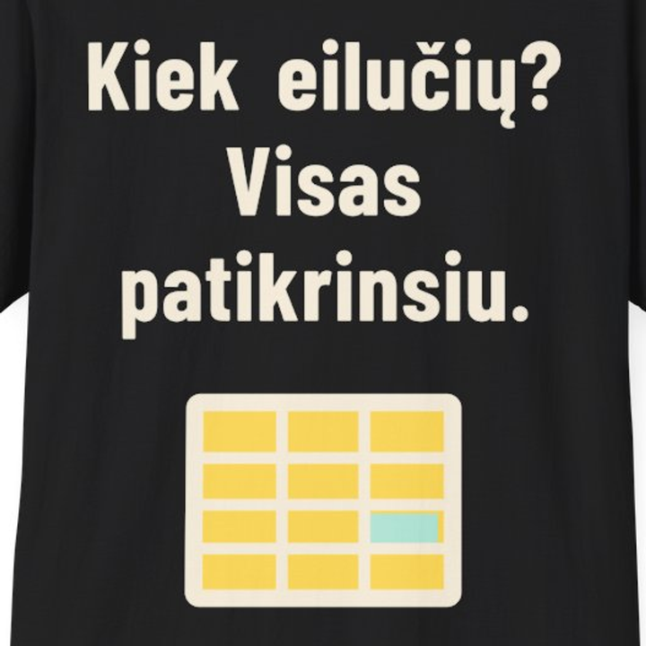 Kiek eilučių? Visas patikrinsiu.