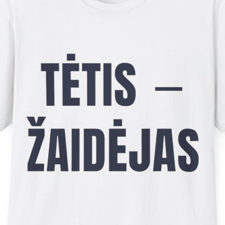 Tėtis – žaidėjas · Marškinėliai · spaudos vaizdas iš arti