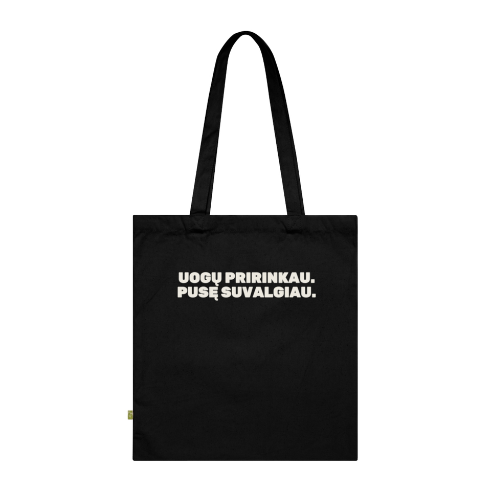 Uogų pririnkau. Pusę suvalgiau. · Krepšys