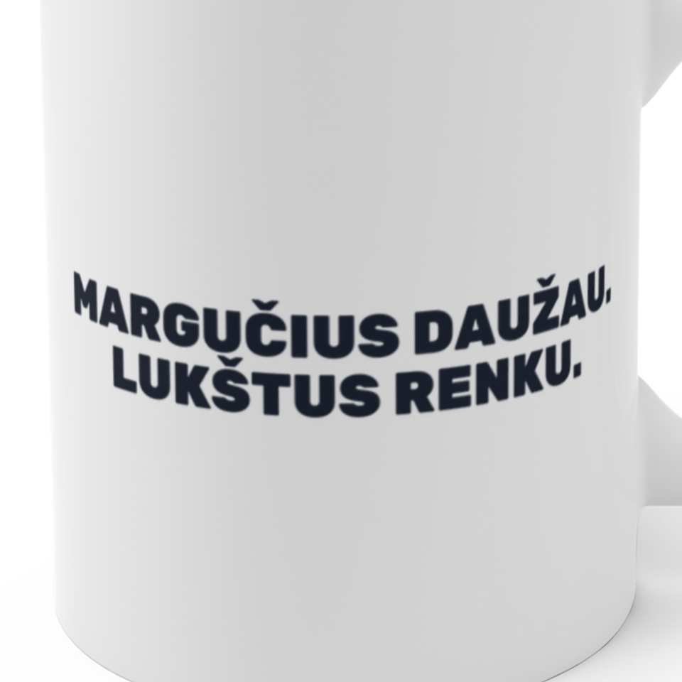 Margučius daužau. Lukštus renku. · Puodelis