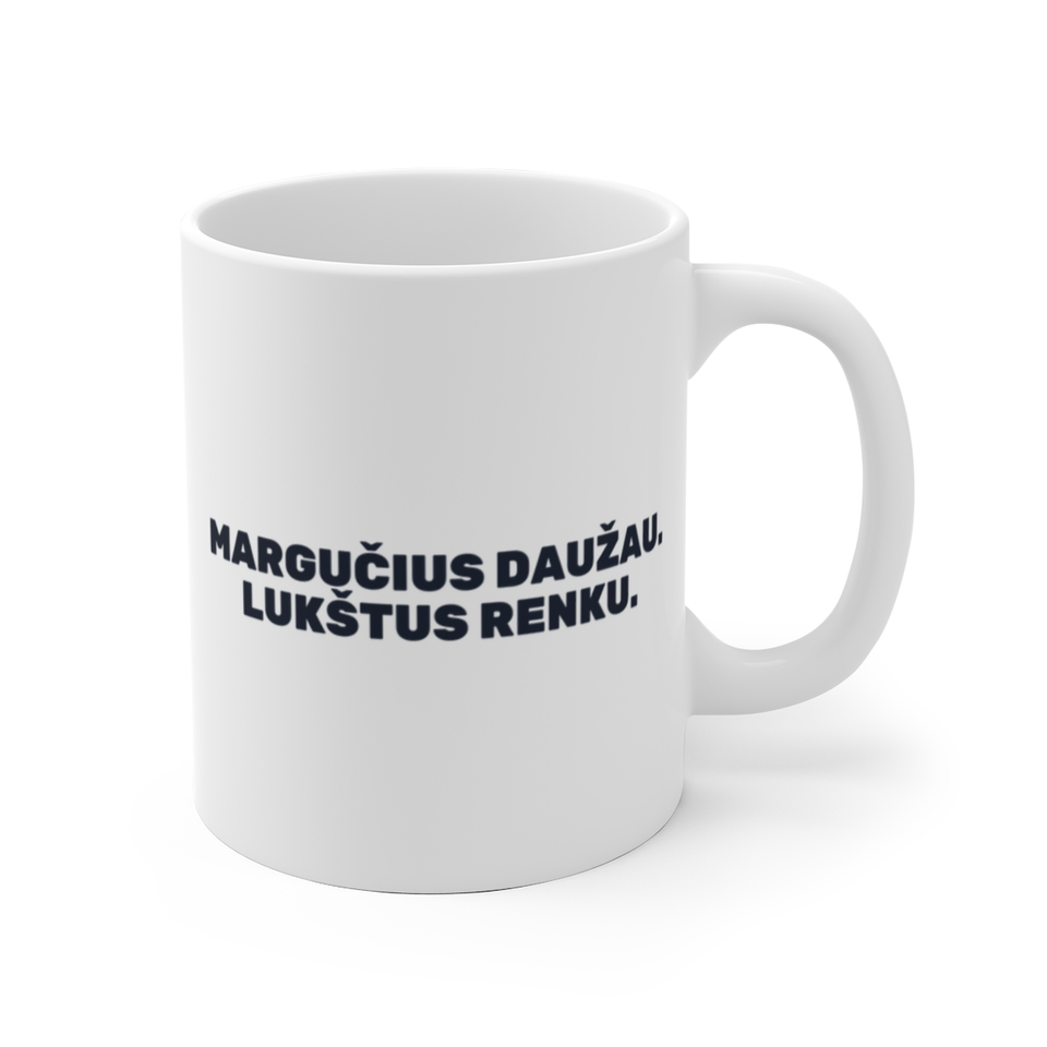 Margučius daužau. Lukštus renku. · Puodelis