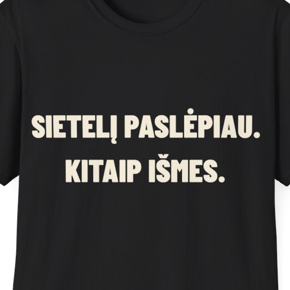 Sietelį paslėpiau. Kitaip išmes. · Marškinėliai