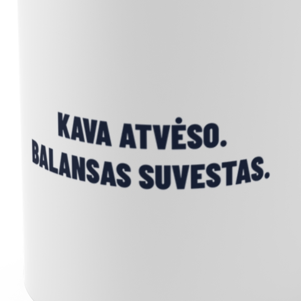 Kava atvėso. Balansas suvestas. · Puodelis
