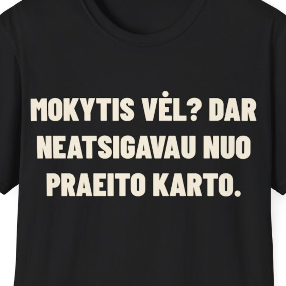 Mokytis vėl? Dar neatsigavau nuo praeito karto. · Marškinėliai