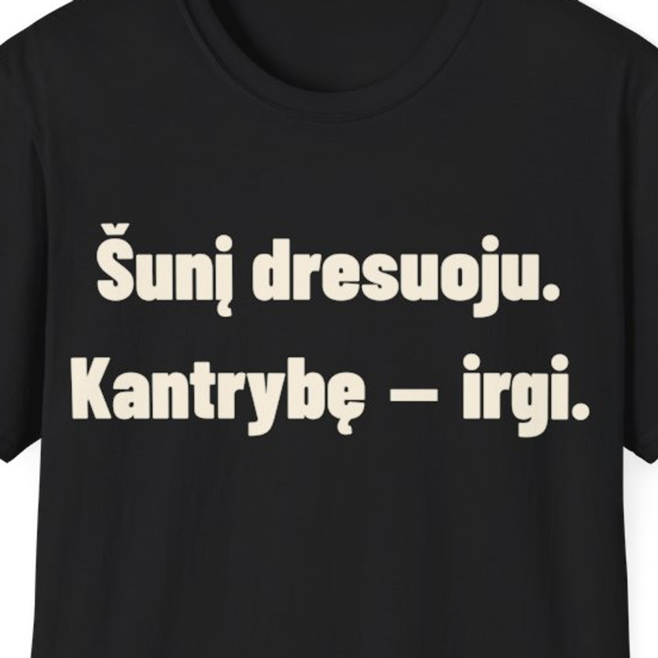 Šunį dresuoju. Kantrybę – irgi. · Marškinėliai