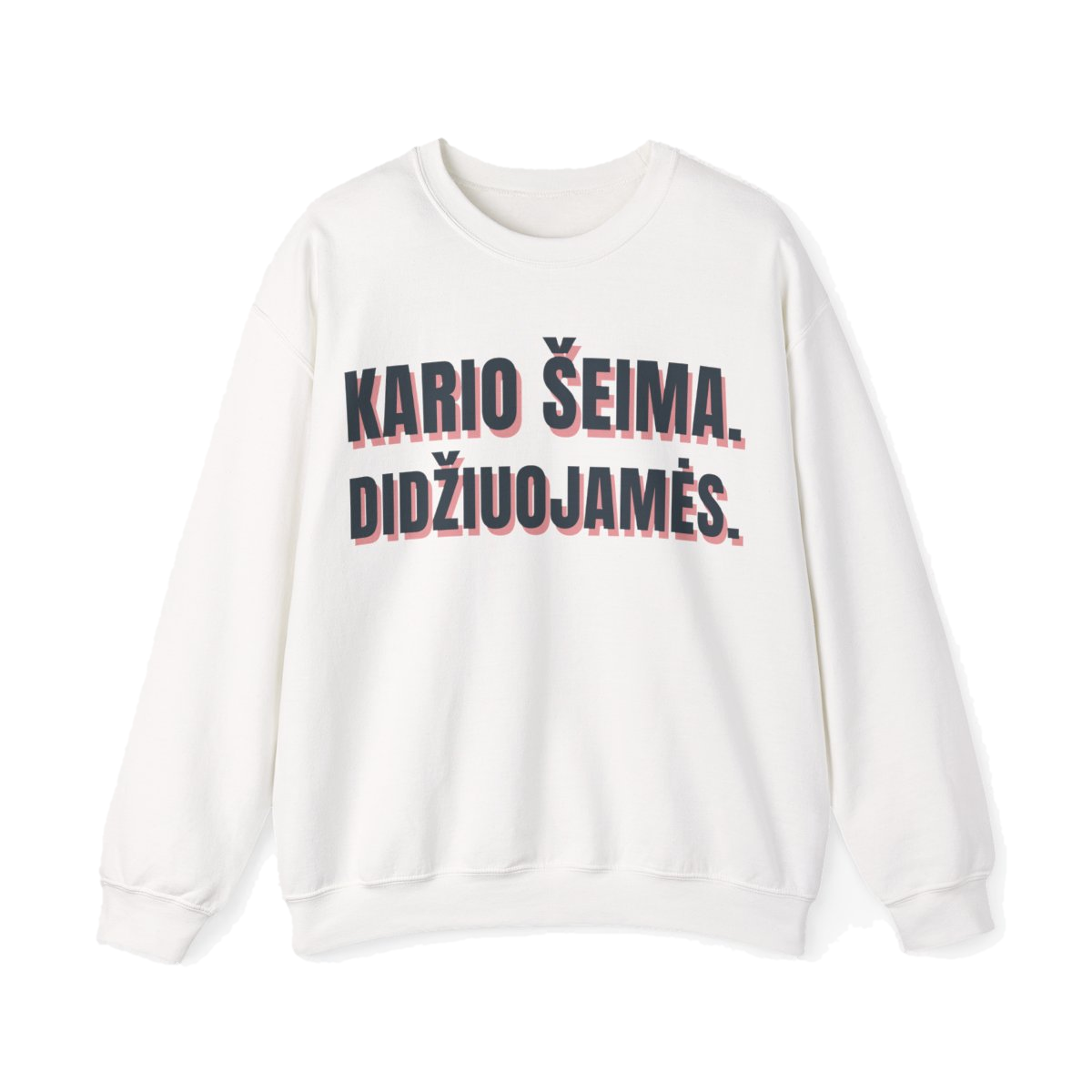 Džemperis „Kario šeima. Didžiuojamės.“ – balta