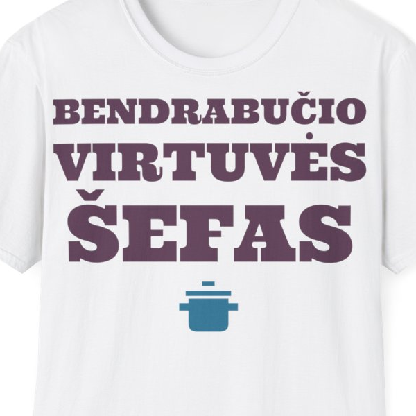 Bendrabučio virtuvės šefas — Marškinėliai, spaudos pusė