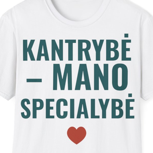 Kantrybė – mano specialybė — Marškinėliai, spaudos pusė