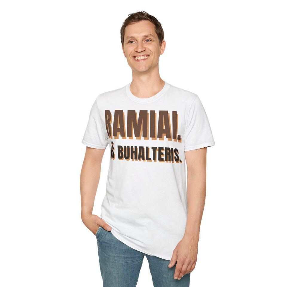 Ramiai. Aš buhalteris. – marškinėliai ant modelio