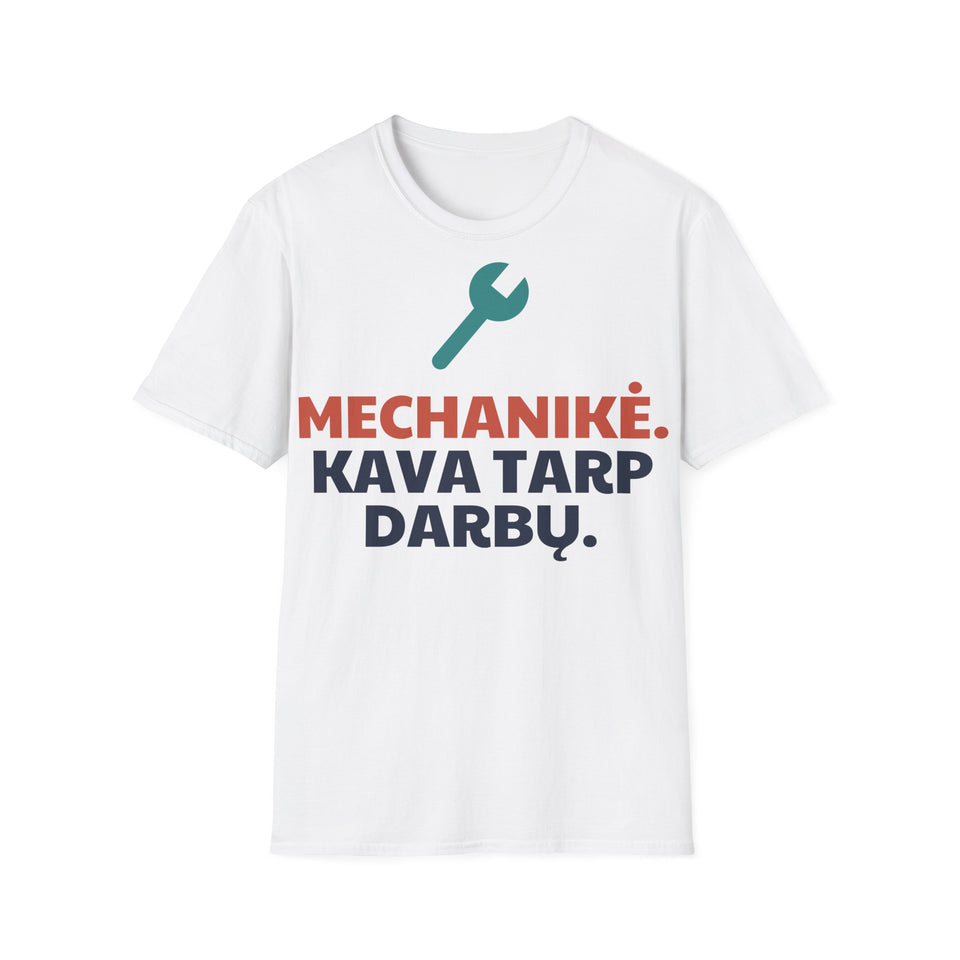 Marškinėliai „Mechanikė. Kava tarp darbų.“