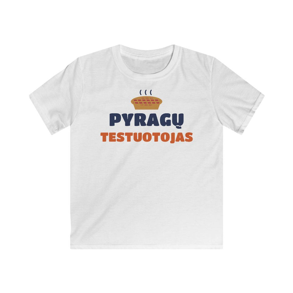 Pyragų testuotojas – vaikiški marškinėliai, balta spalva, priekis