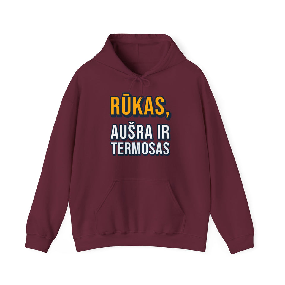 Džemperis su gobtuvu „Rūkas, aušra ir termosas“