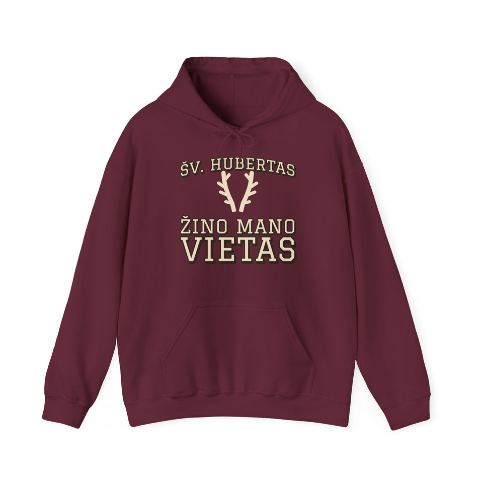 Džemperis su gobtuvu „Šv. Hubertas žino mano vietas“