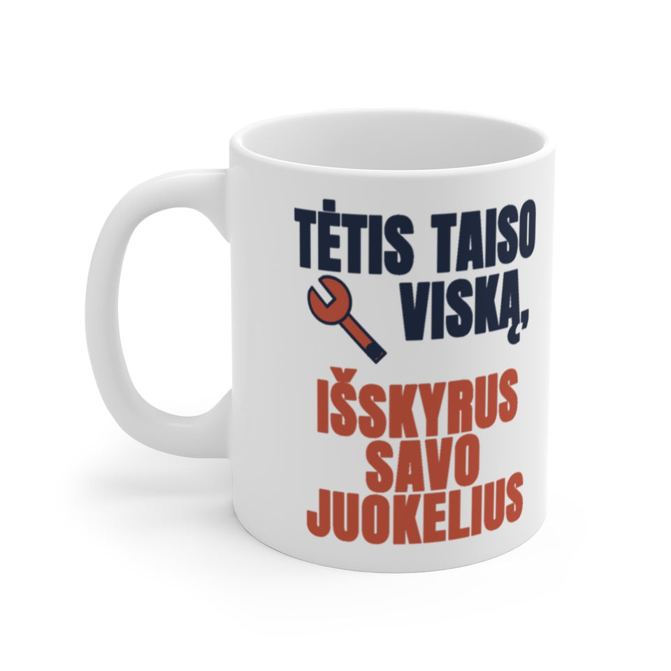 Tėtis taiso viską, išskyrus savo juokelius – puodelis, kita pusė